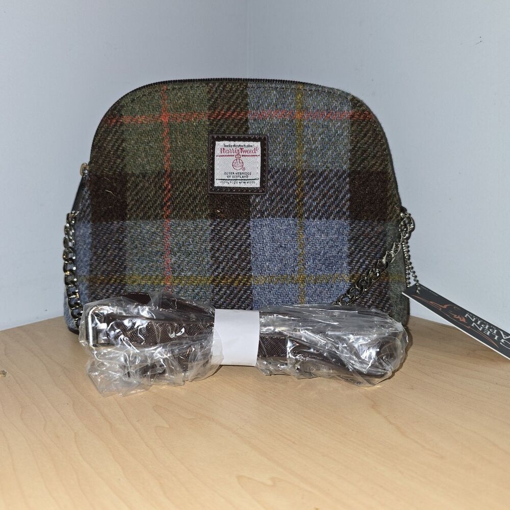 Harris Tweed Small Shoulder Bag Green Check Leven LB1120  Col 15